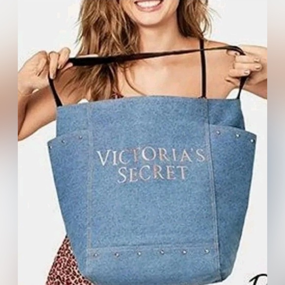 Victoria's Secret Light Blue Denim Tote - Picture 2 of 7